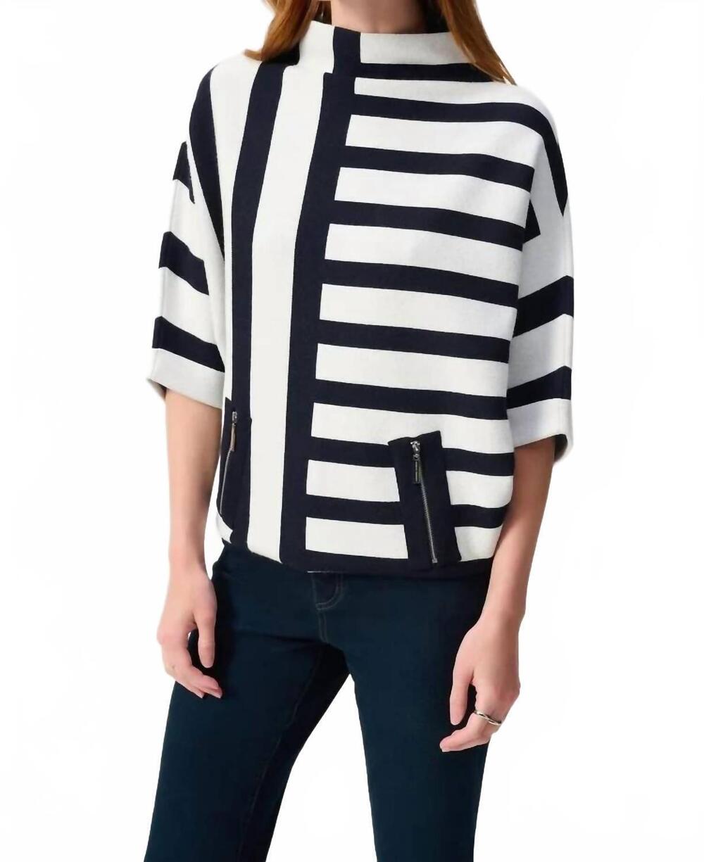NEW JOSEPH RIBKOFF sweater knit pullover in midnight blue/vanilla